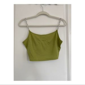 Like Green Crop Top with Silver Chain Straps
